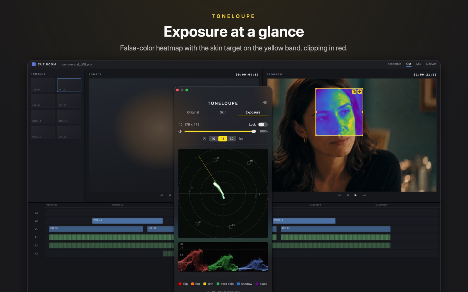 Exposure heatmap mode with legend